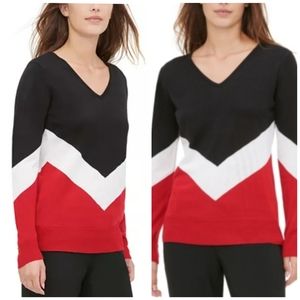 New! Calvin Klein Chevron Stripe Sweater Size XS